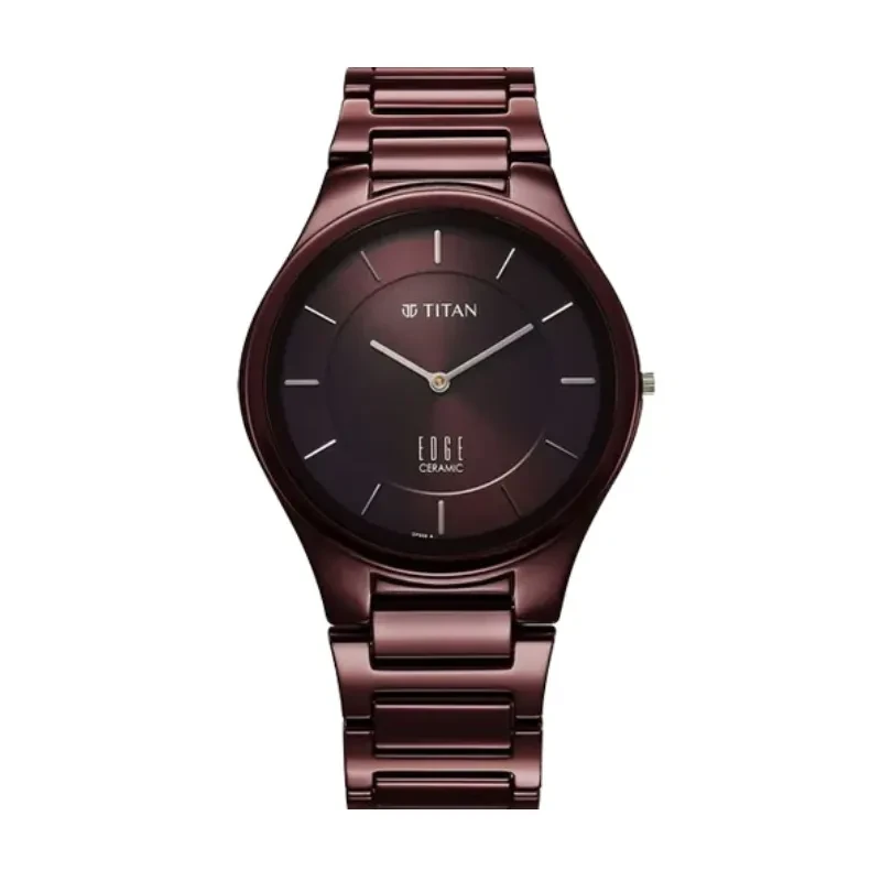 Titan Edge Wine Ceramic Maroon Dial Men’s Watch- 1696QC19